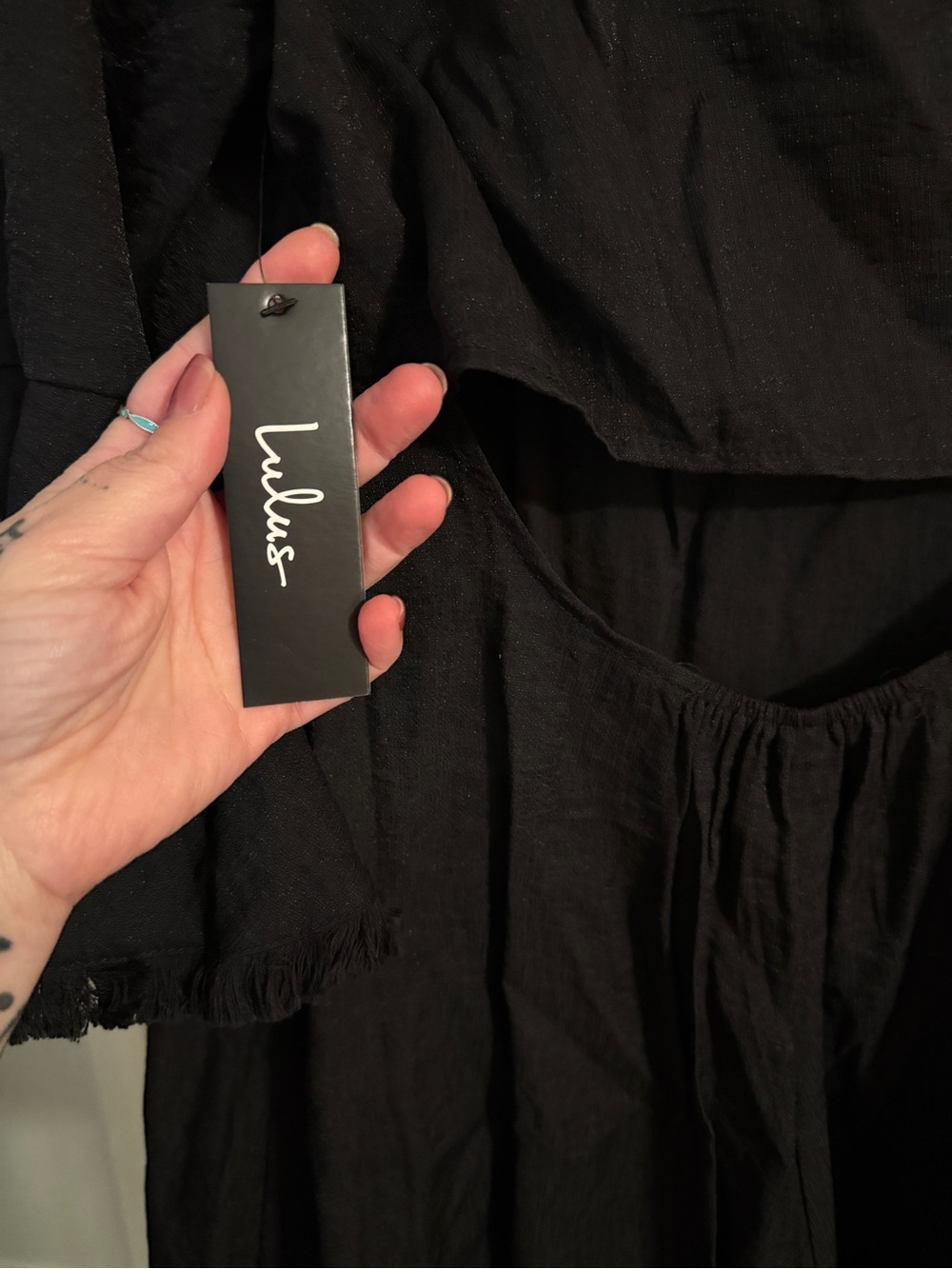 NWT Lulu's Black Off-Shoulder Ruffled Dress - Picture 3 of 4